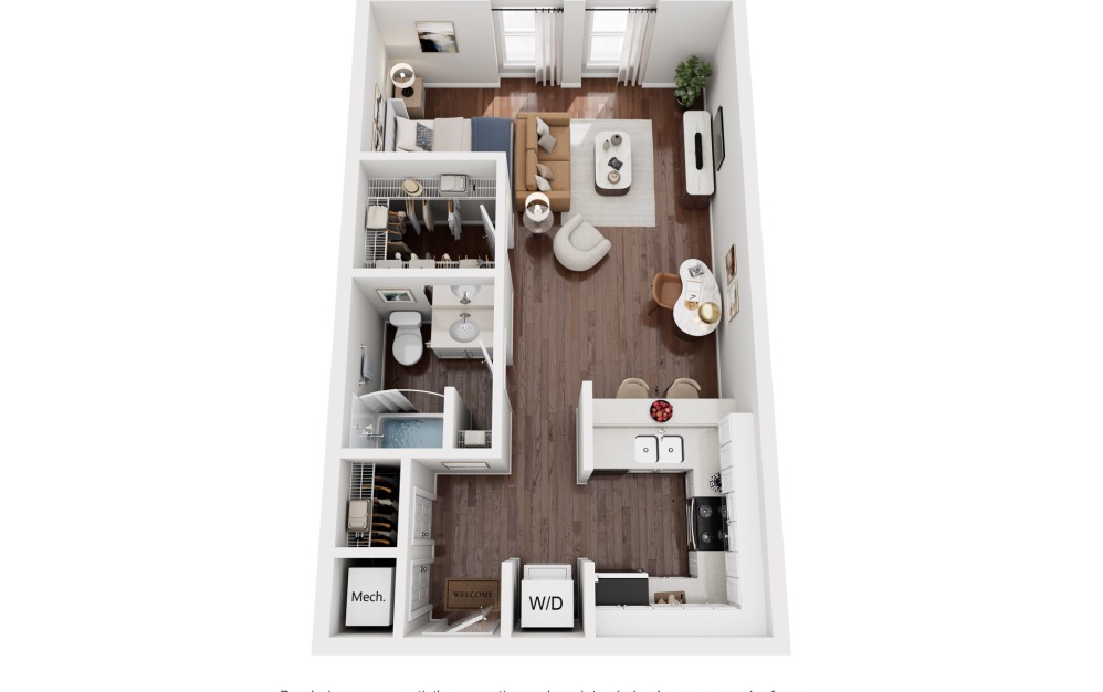 201: St - Studio floorplan layout with 1 bathroom and 625 square feet